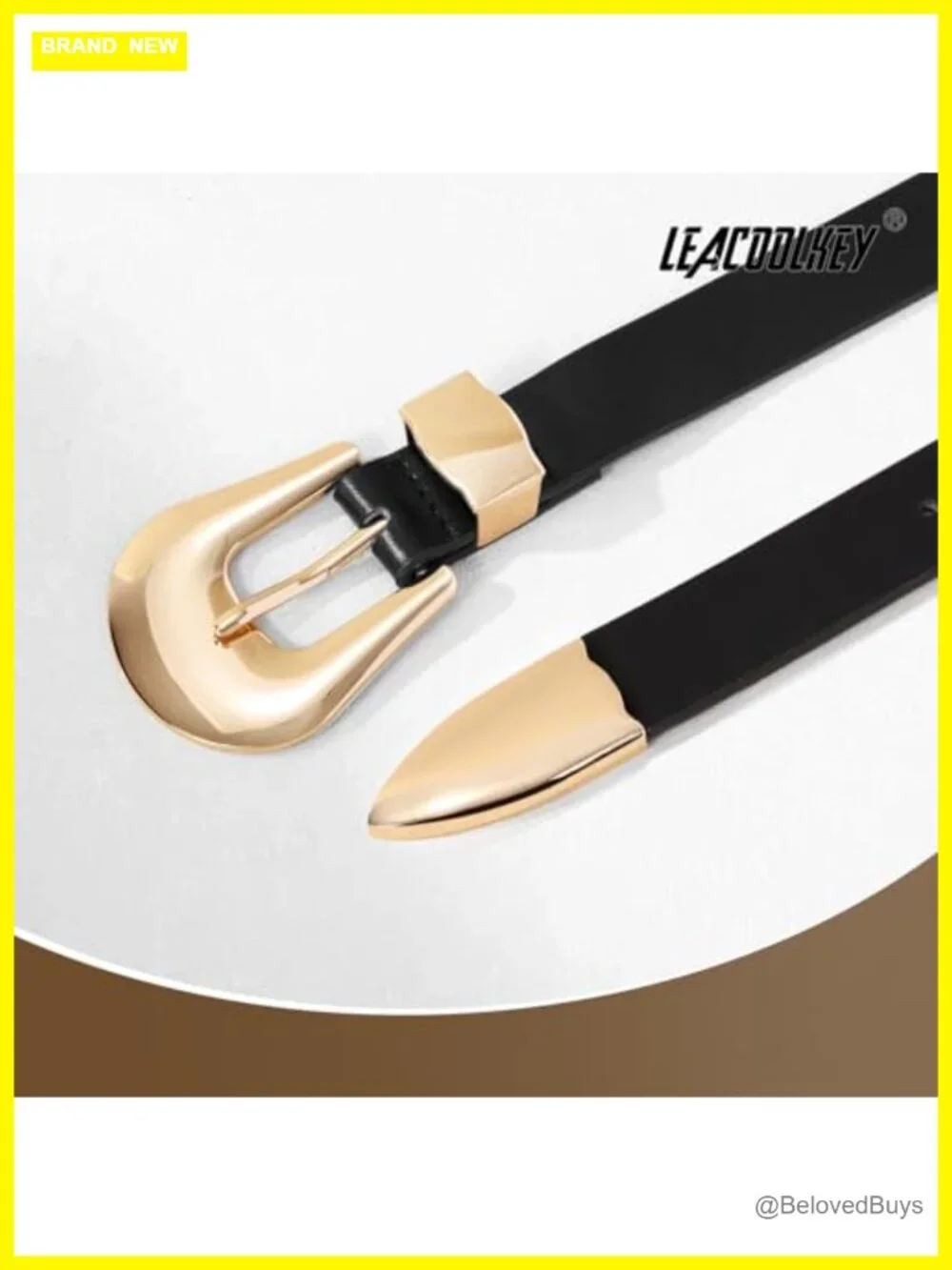 Women Faux Leather Belt with Gold Buckle Waist Belt for Jeans Dress Plus Size